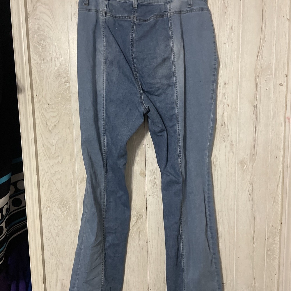 Fashion Nova Skinny Two Tonal contrast Raw Hem Denim Stretch Jeans Size 14 - Picture 6 of 10
